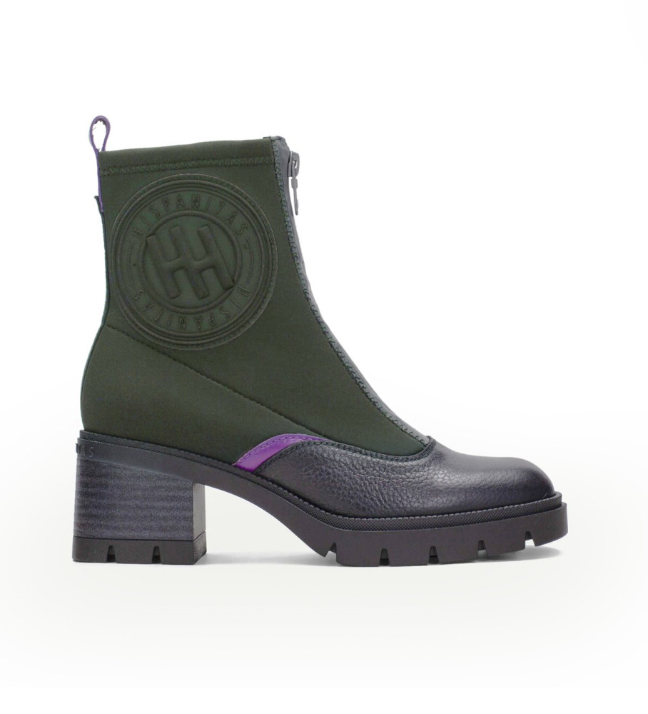 Botas de cano curto Hispanitas Everest em couro verde - Altura do salto: 6,5 cm