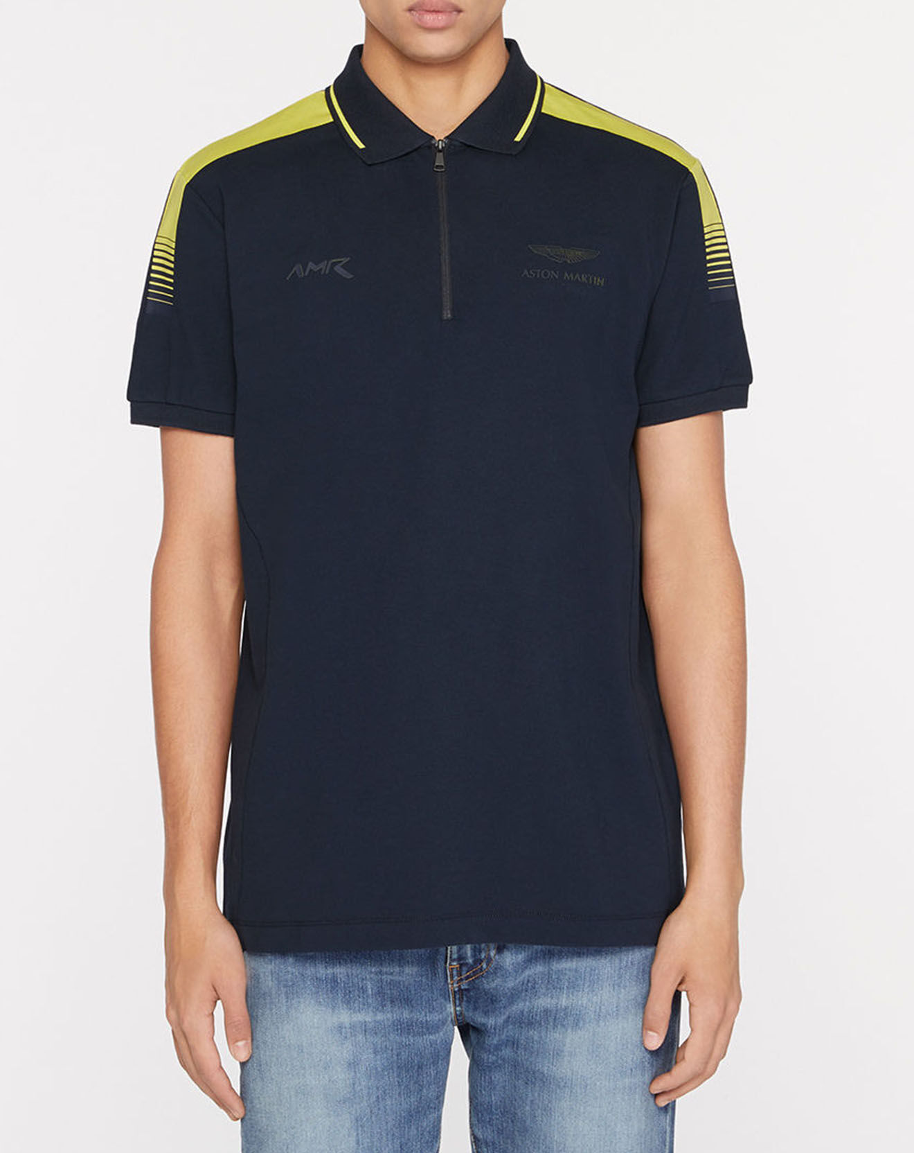 Hackett London Polo Classic Fit Aston Martin Racing col zippé bleu marine