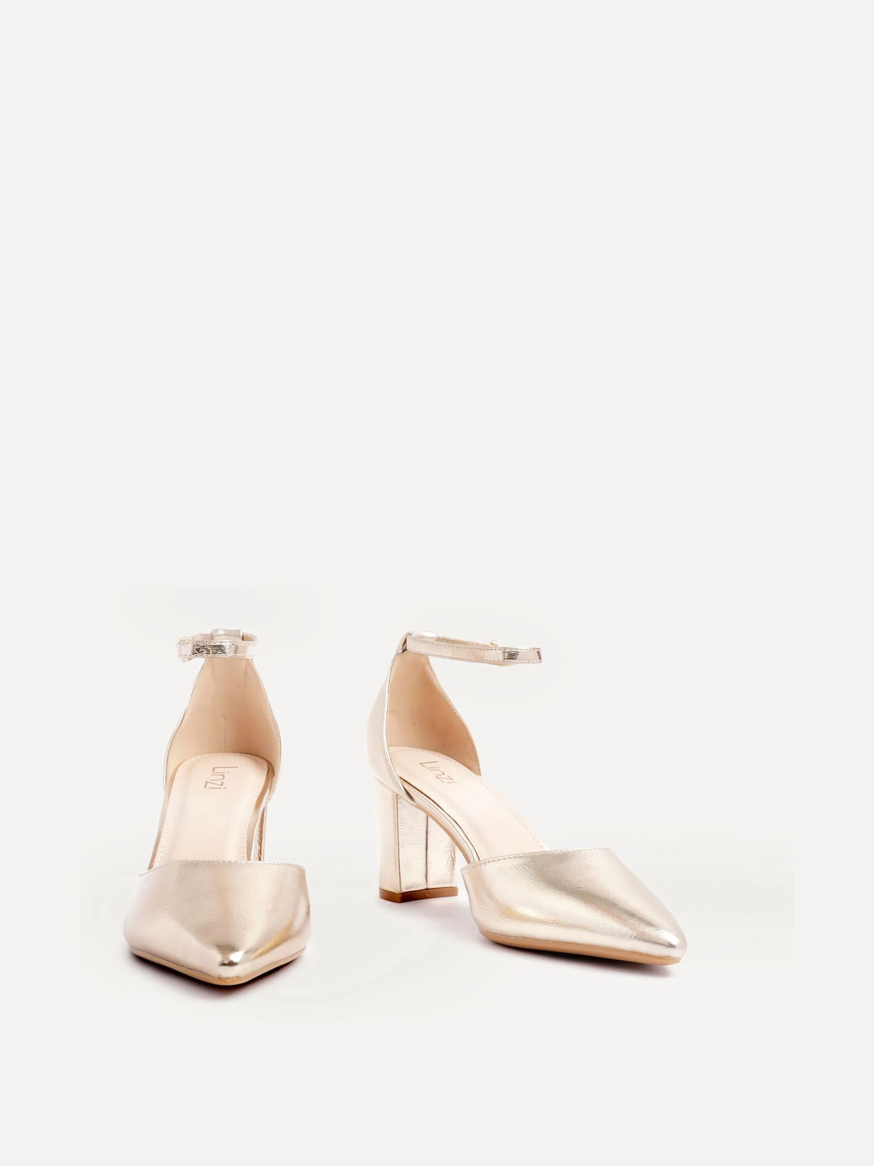 Goud - Linzi Leona pumps met blokhak en dichte hiel