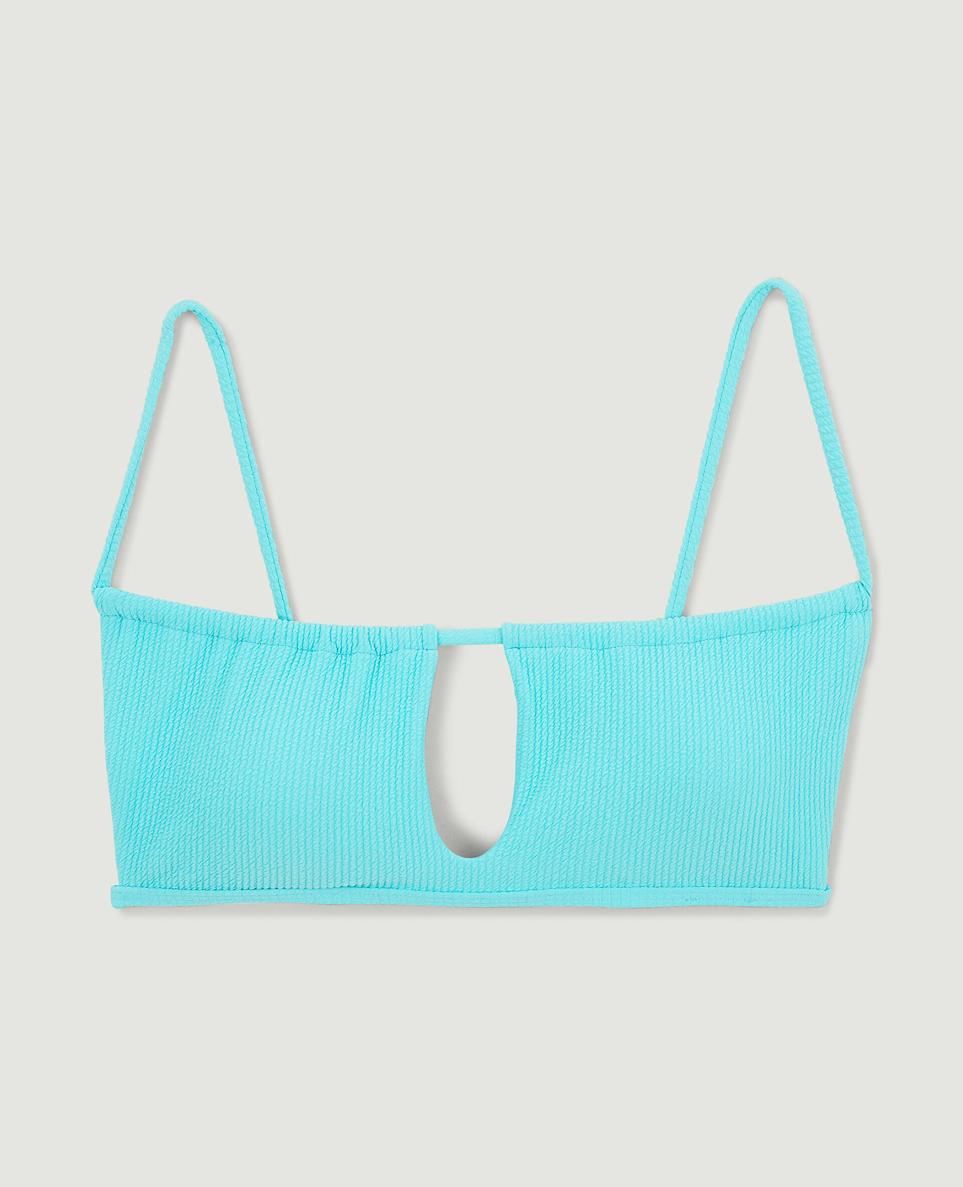 Haut de maillot bandeau avec découpe - Bleu turquoise