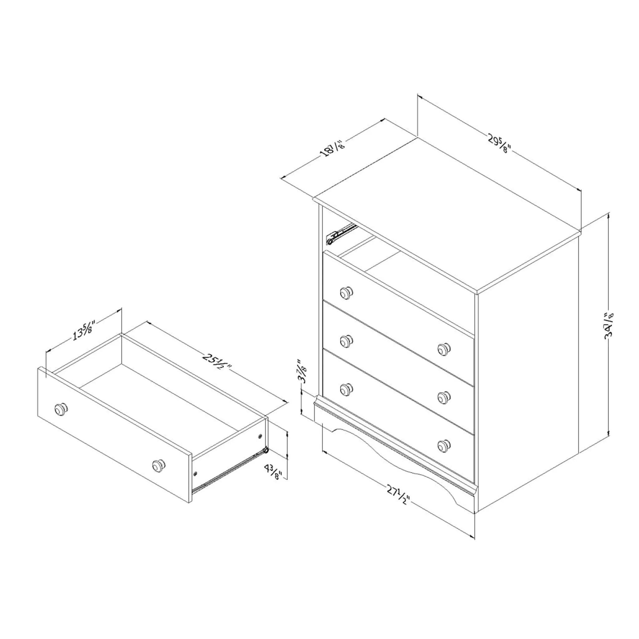 South Shore Commode 4 Tiroirs Angel - Blanc Solide