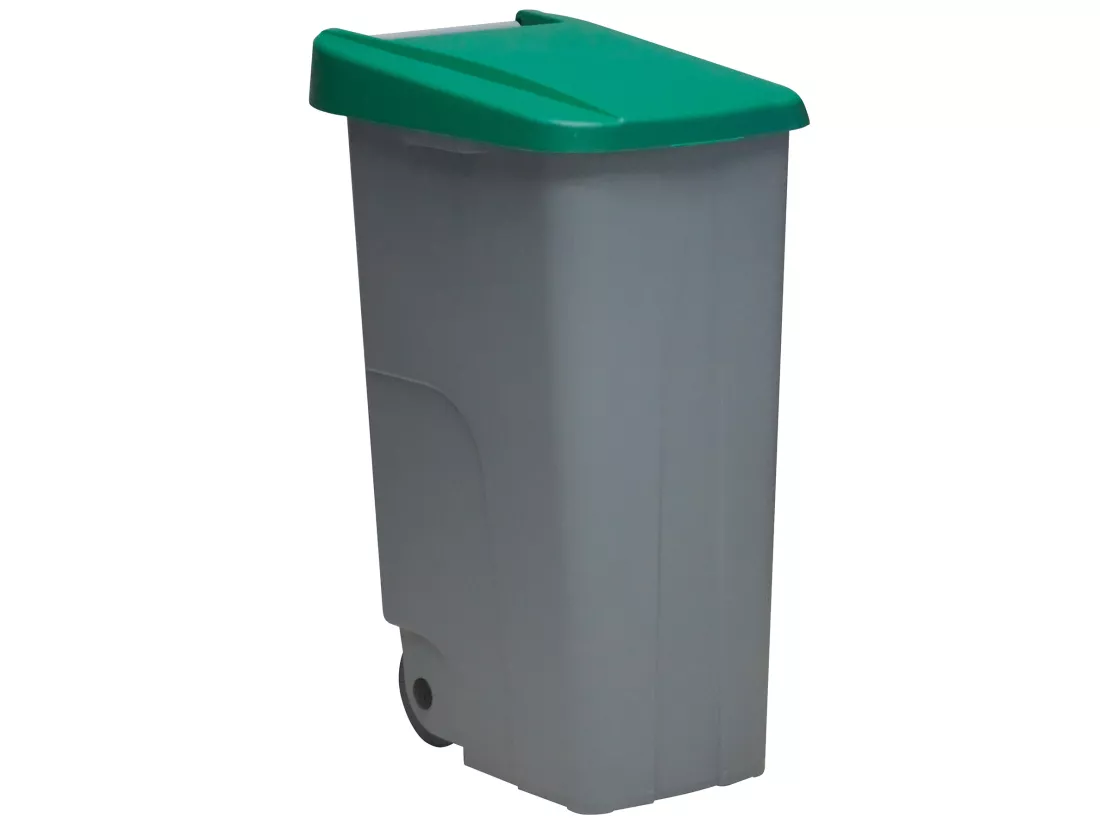 Recycling pack container 85 litres fermé chacun: 170 litres, dans 2 conteneurs, en couleurs vertes / jaunes, L47 P 42 H76