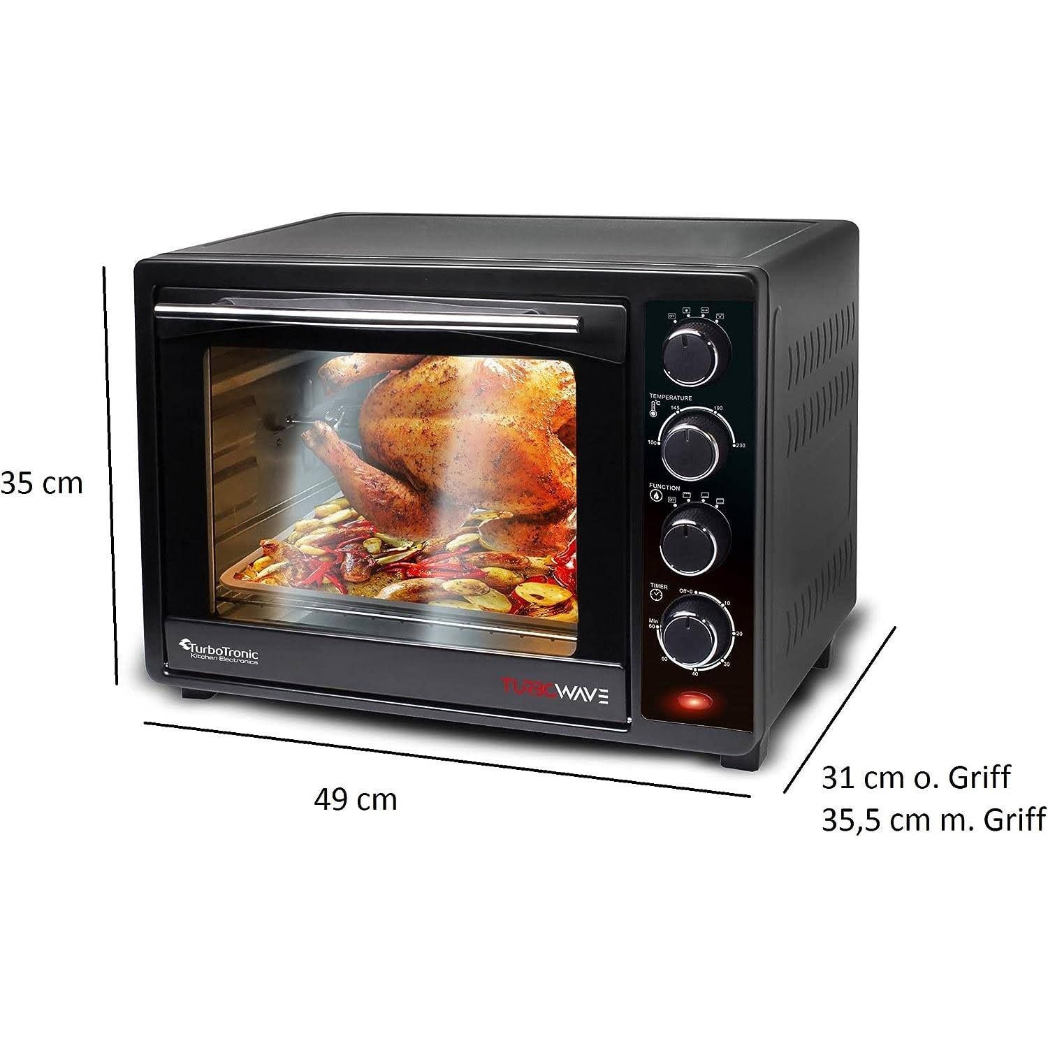 TurboTronic Minibackofen mit Umluft und Drehspieß 35 Liter