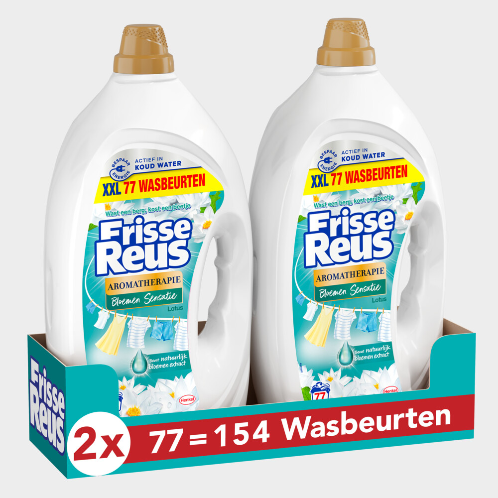 2x Witte Reus Wasmiddel Frisse Reus Gel Lotus 77 Wasbeurten3,465 liter
