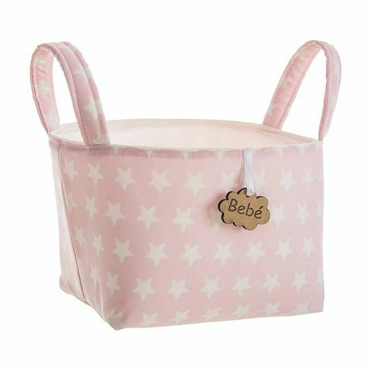 BigBuy Kids Panier Rose Etoiles