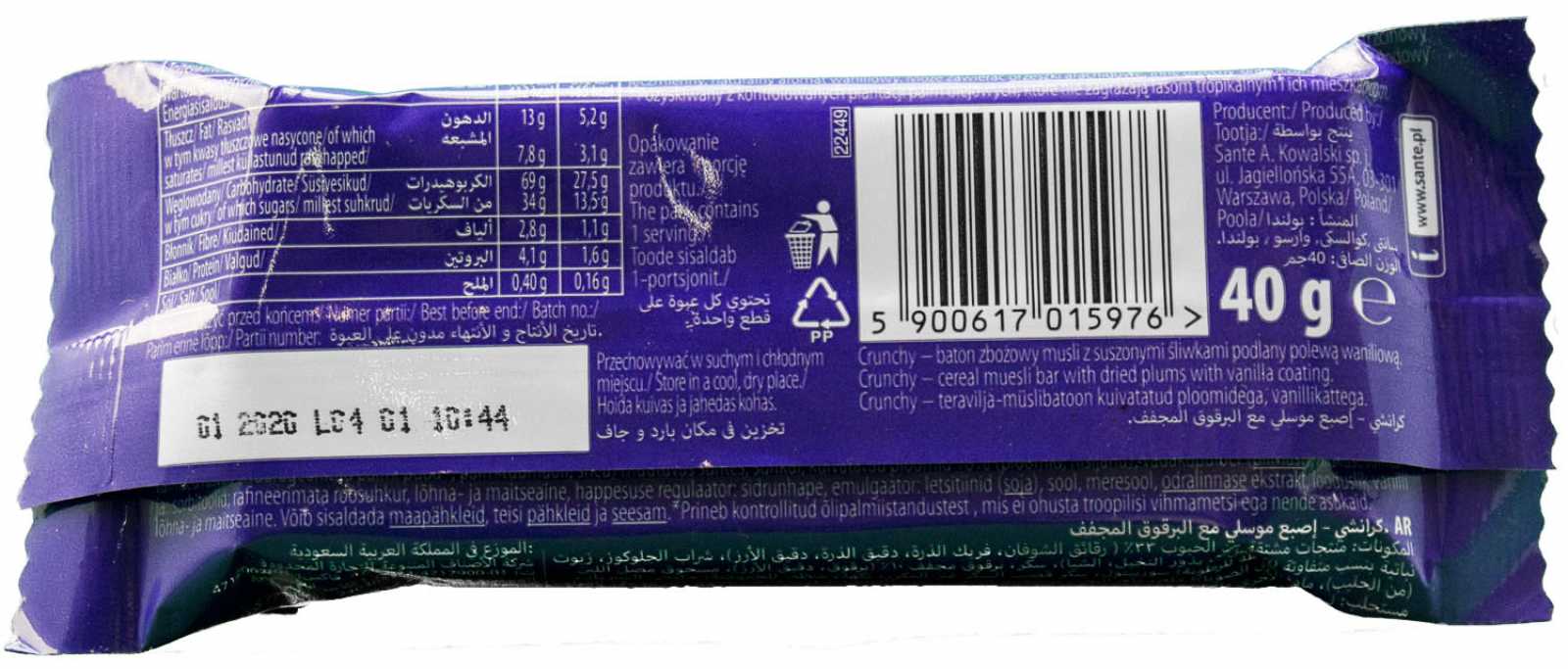 Barra de cereal Sante Crunchy 40g