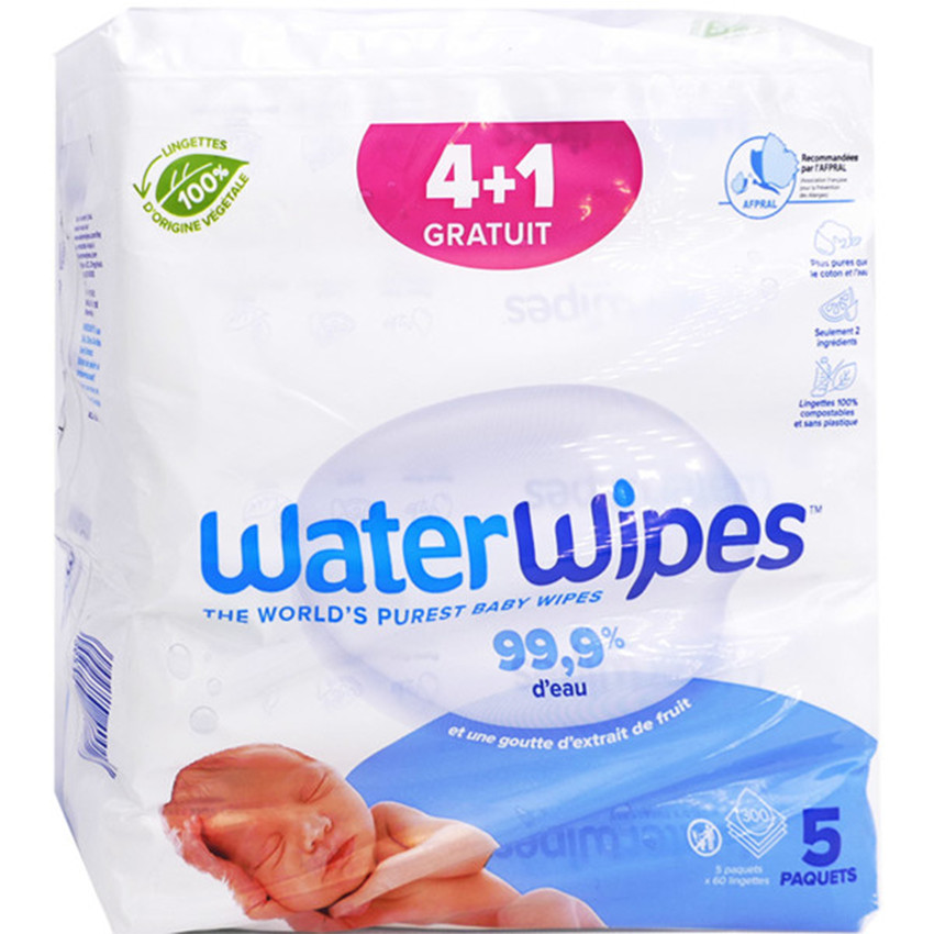 Lingettes naturelles pour bébé 4x60 + 1 offert