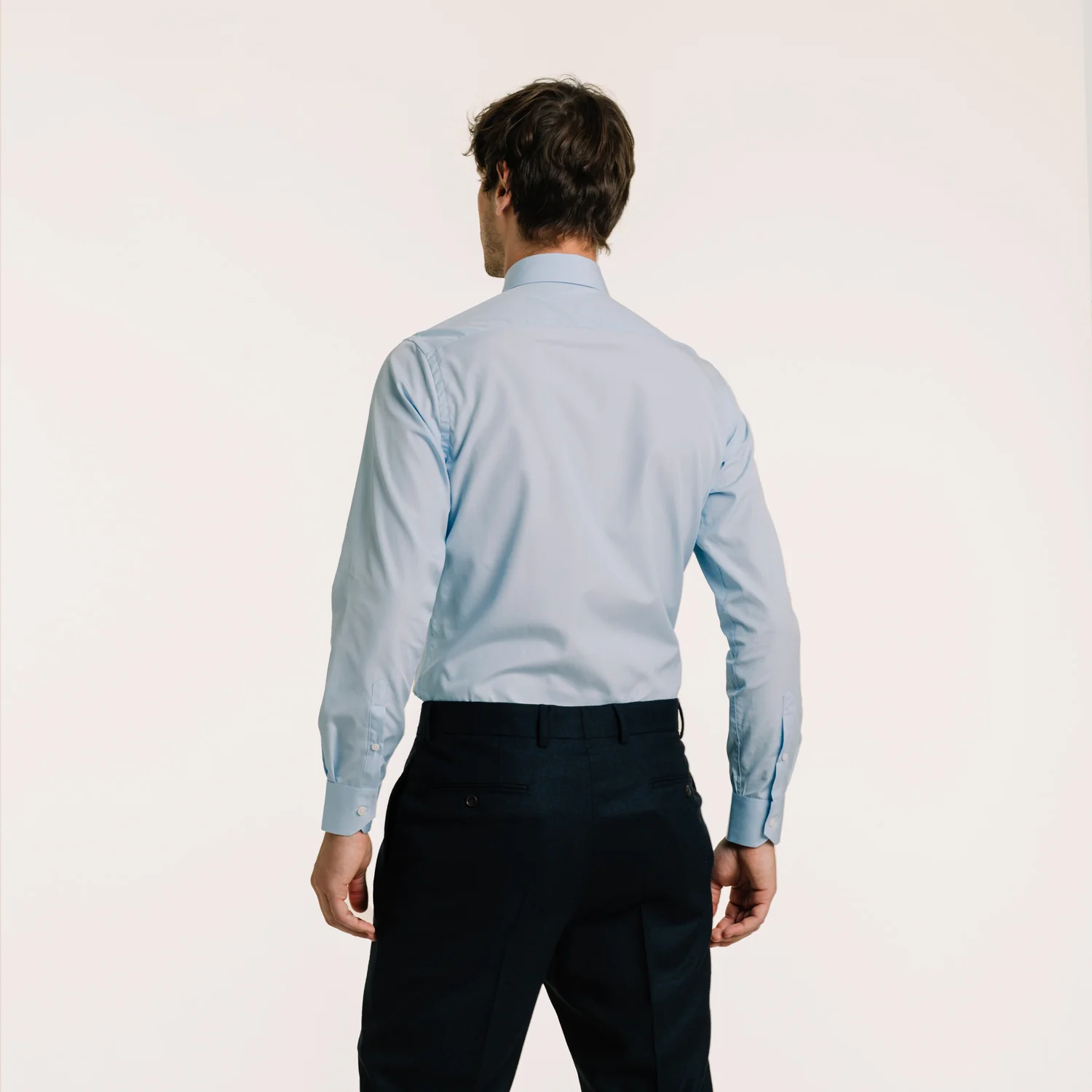 Blue double-twisted poplin shirt