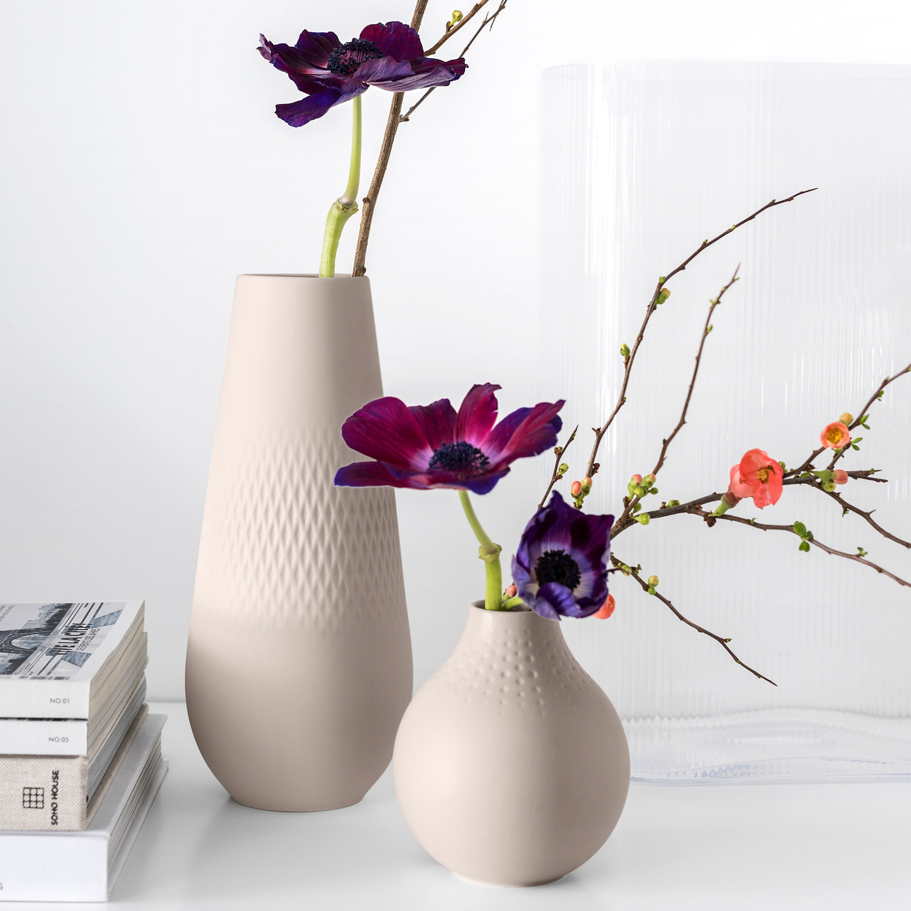 Manufacture Vase Beige, 4.6'' x 10.5'', Premium Porcelain