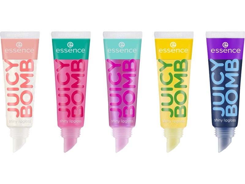 essence Geschenkset Lip Oil Juicy Bomb Lipgloss Set mit fünf verschiedenen Düften für ultra-glänzende Lippen