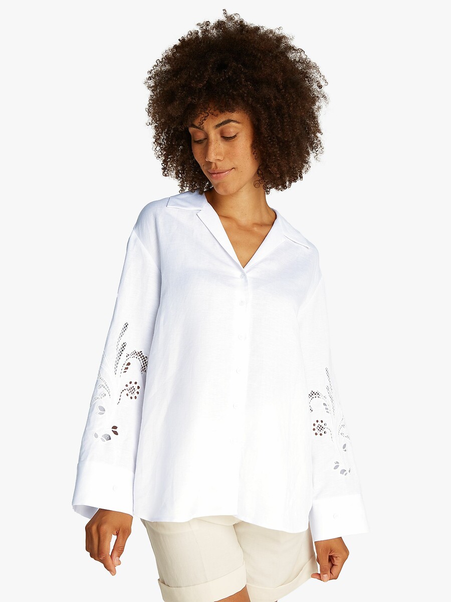 TOMMY HILFIGER<br>Blusa de linho bordada