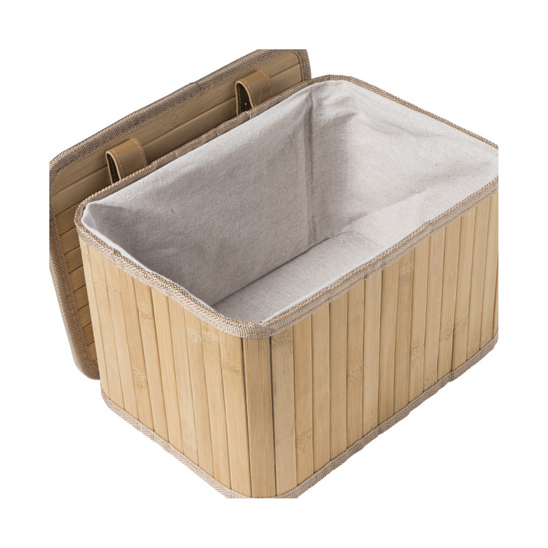 Opbergmand met deksel Oscar - 18x28x20 cm - naturel