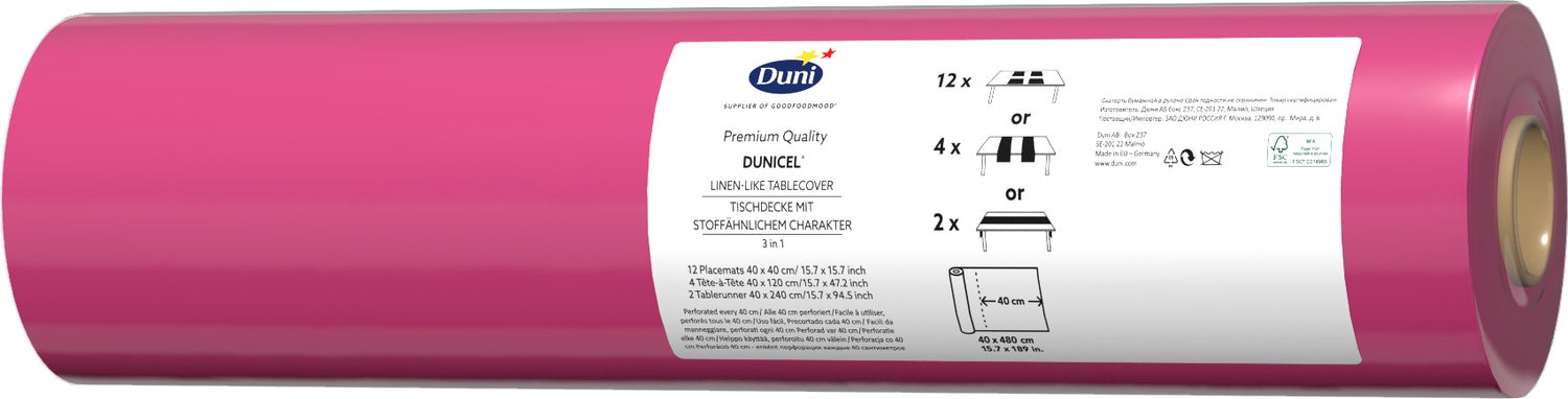 Duni 3-in-1 tafelaankleding op rol Fuchsia roze 40 x 480 cm