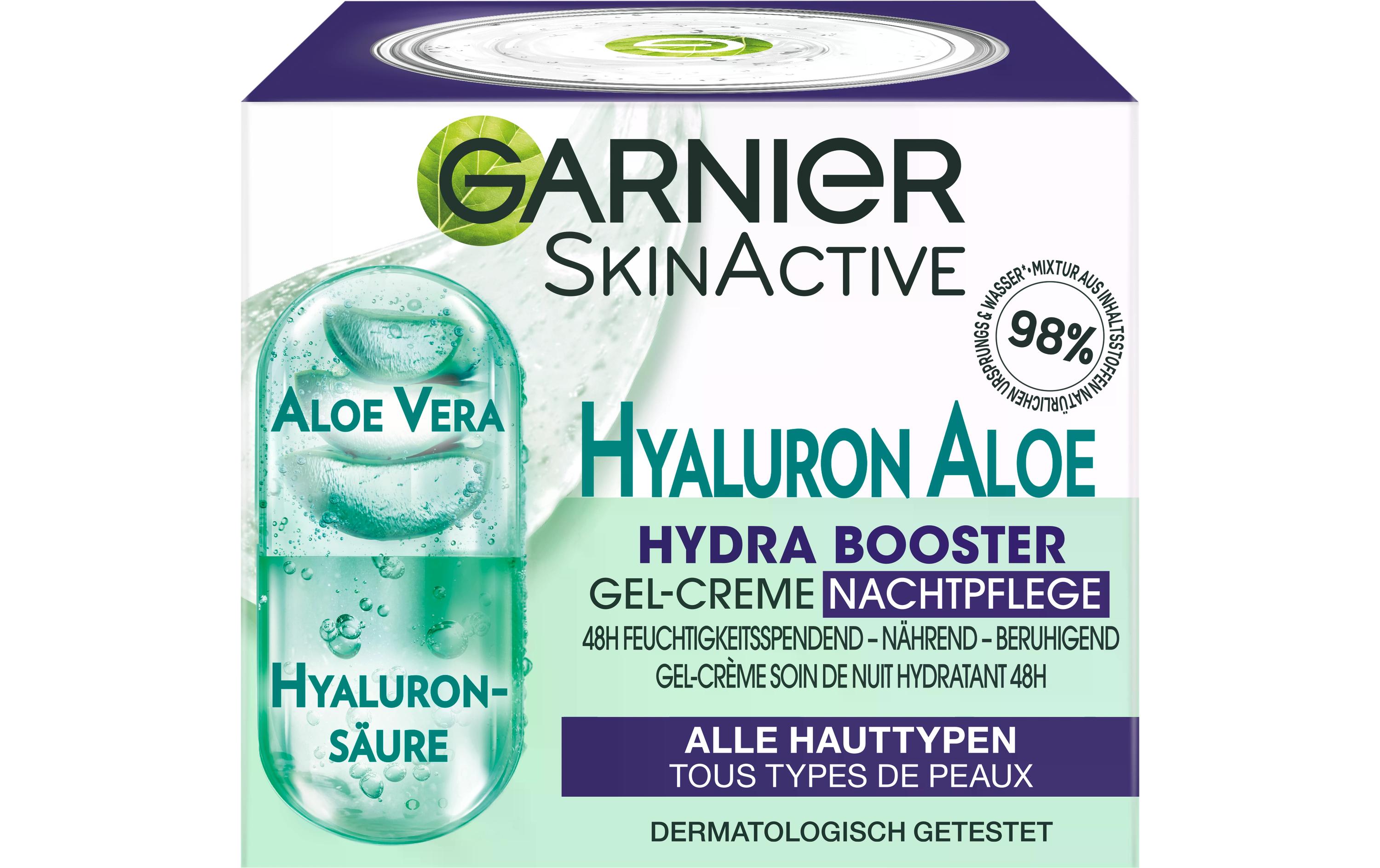 Nachtcrème Hyaluron Aloe Hydra 50 mlGel-Creme Nachtpflege spendet der Haut Feuchtigkeit im Schlaf