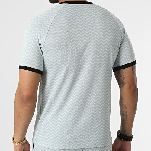 Ensemble Tee Shirt Col Zippé Short Jogging C5843-C8151 Noir Gris Anthracite