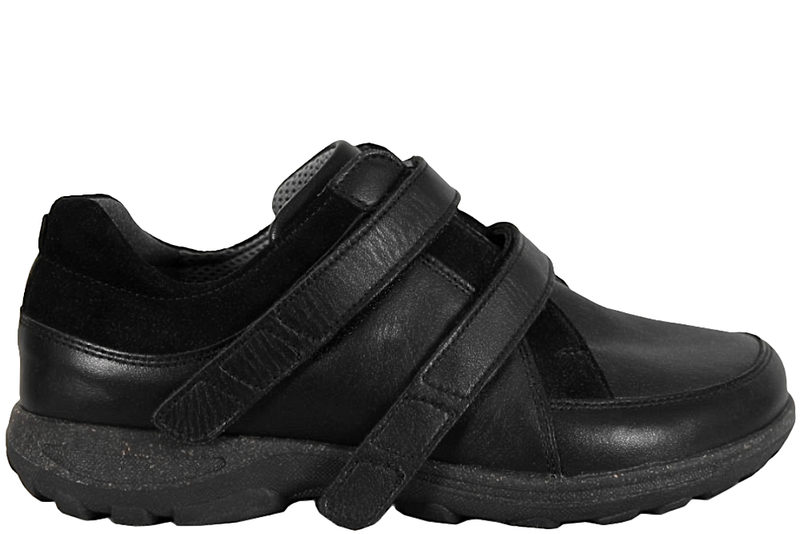 NEW FEET SKO I SORT GLAT LÆDER MED ORTHOSTRETCH
