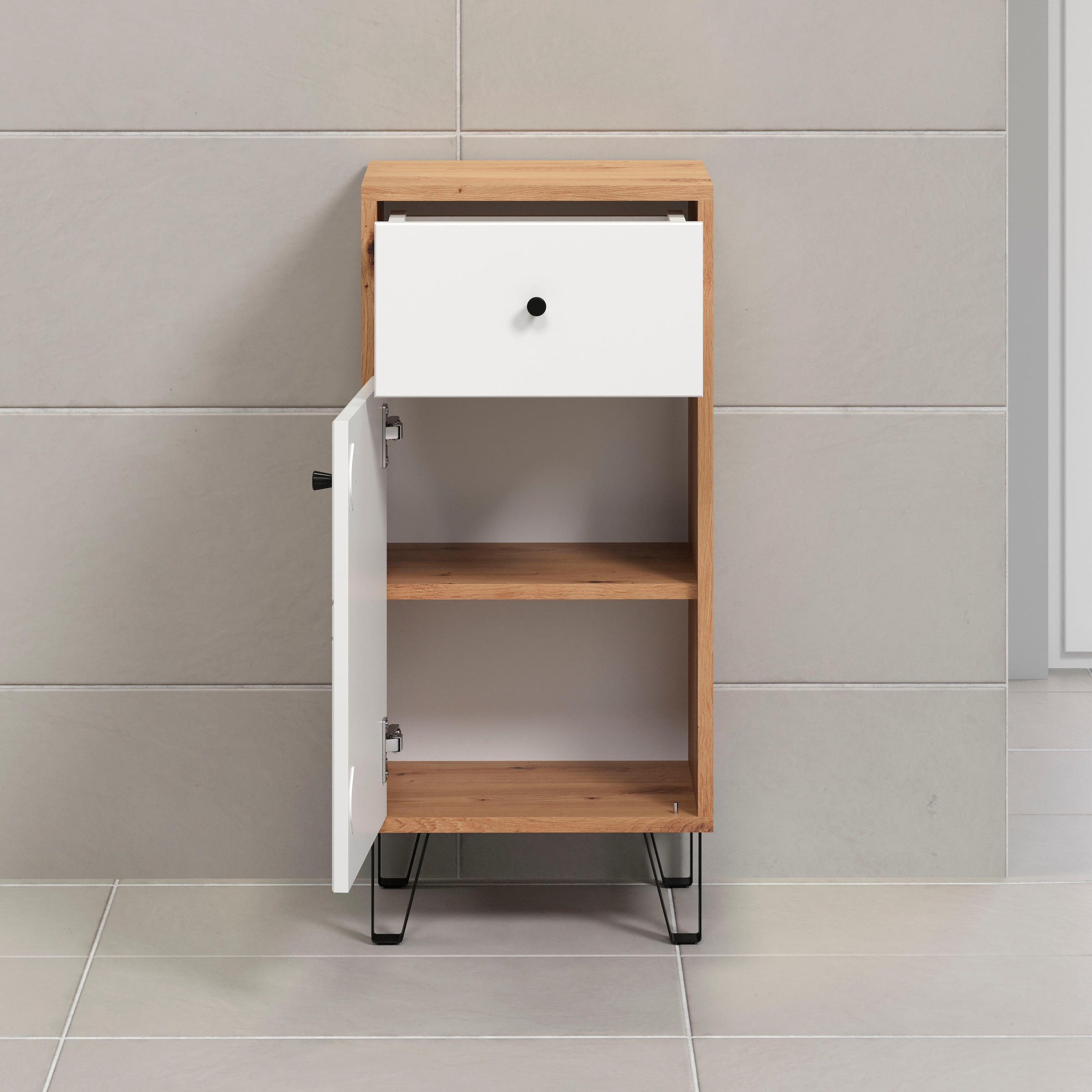 PLACES OF STYLE Unterschrank »Tarragona« 1 Stk. tlg. Badezimmerschrank mit Fräsungen in Rautenoptik in Weiss matt