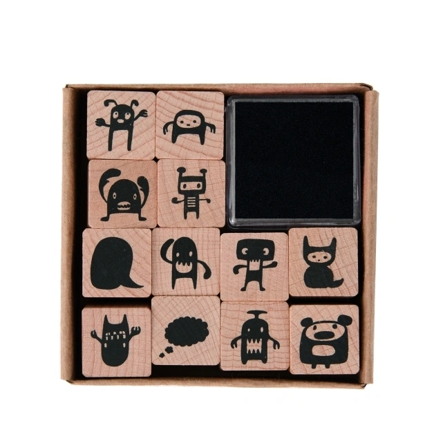 Stempel-Set MONSTER 12er-Pack aus Holz