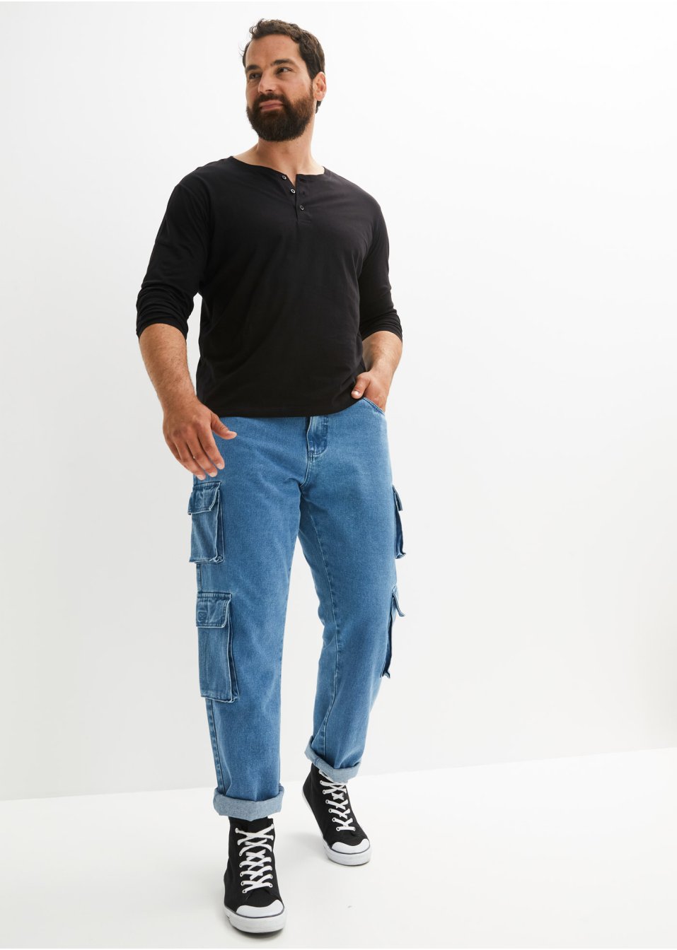 Lot de 2 T-shirts col Henley manches longues
