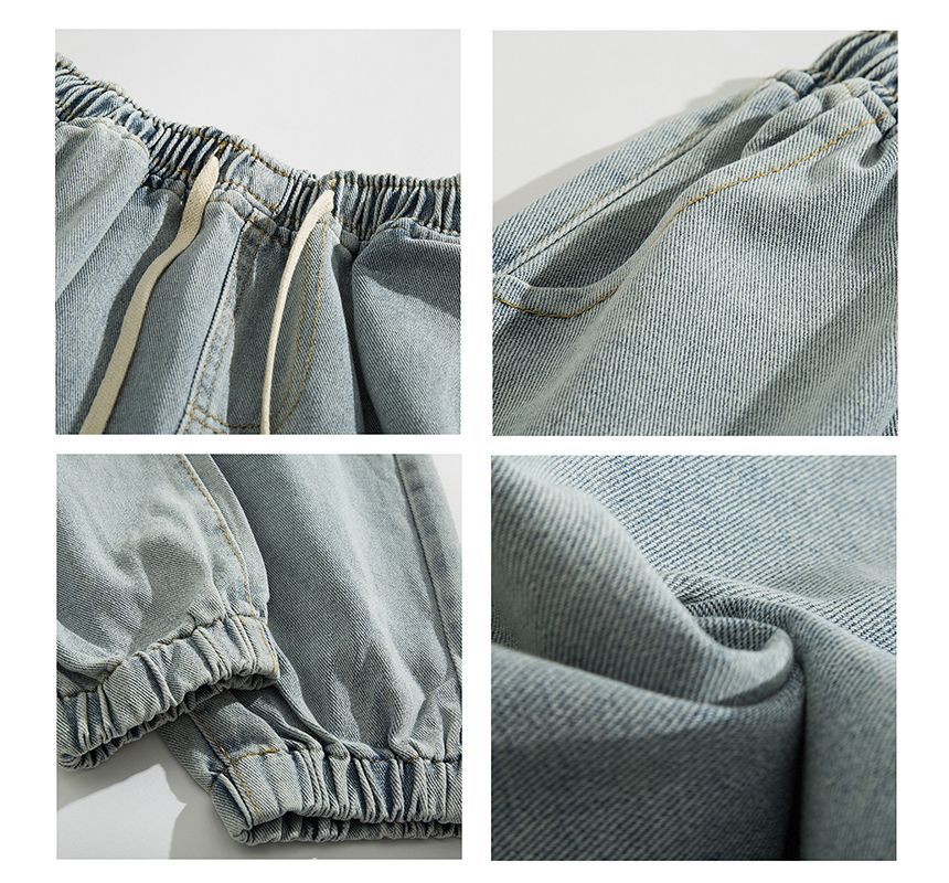 Yelmenor - Denim cropped joggingbroek met trekkoordtaille