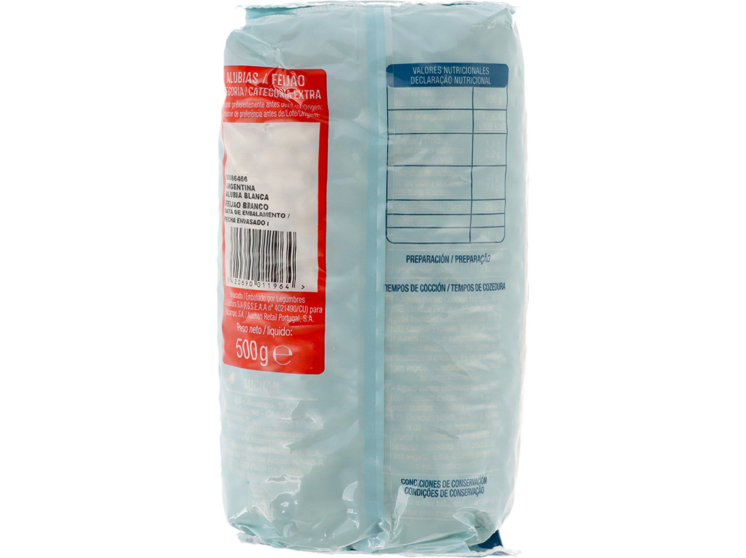FEIJÃO AUCHAN BRANCO SECO FIDALGO 500G
