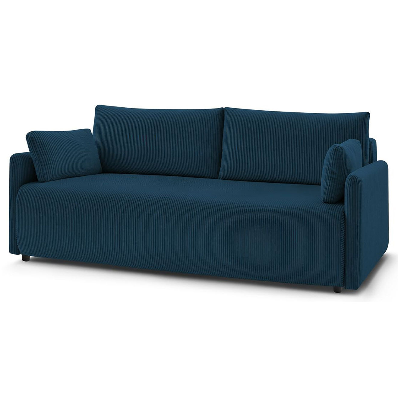 Bobochic Canapé convertible coffre marcel velours côtelé bleu foncé  - 211x100x86 cm