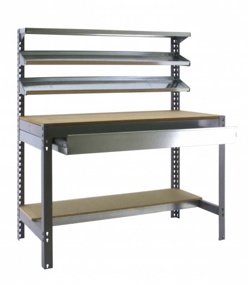 PROREGAL Buffalo werkbank met voorplank en lade, HxBxD 84 x 150 x 76 cm, draagvermogen 600 kg, grijs