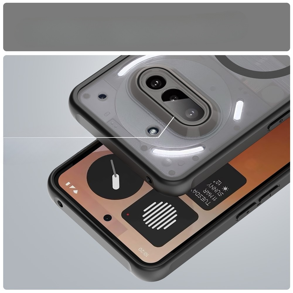 Nothing Phone (3a) Hybrid Hülle TPU Bumper Acryl Rückseite MagSafe-Modul - Schwarz / Transparent