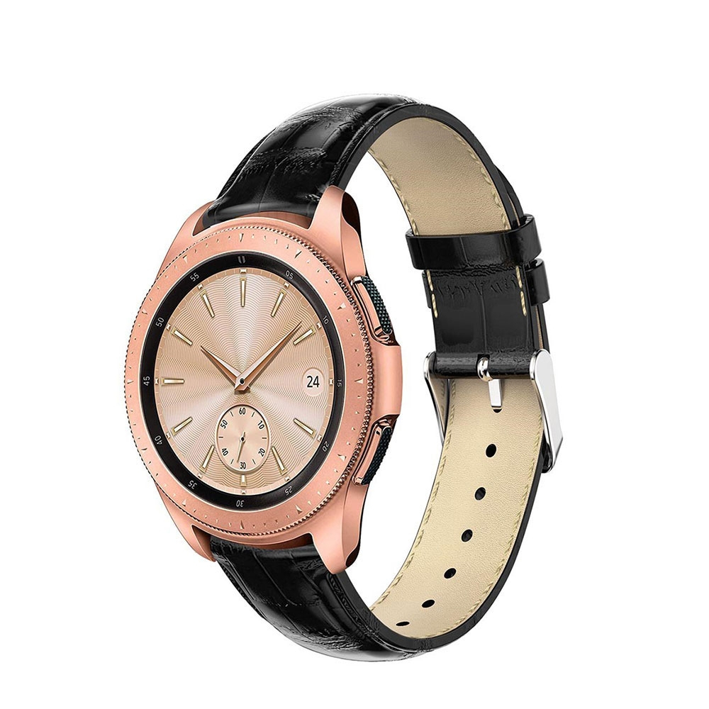 Samsung Galaxy Watch 4 (40 mm / 44 mm) Echtleder Armband im Kroko Look - Schwarz