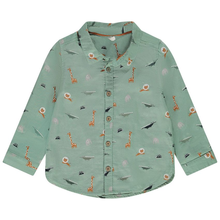 Chemise manches longues imprimé animaux pour bébé garçon - Vert