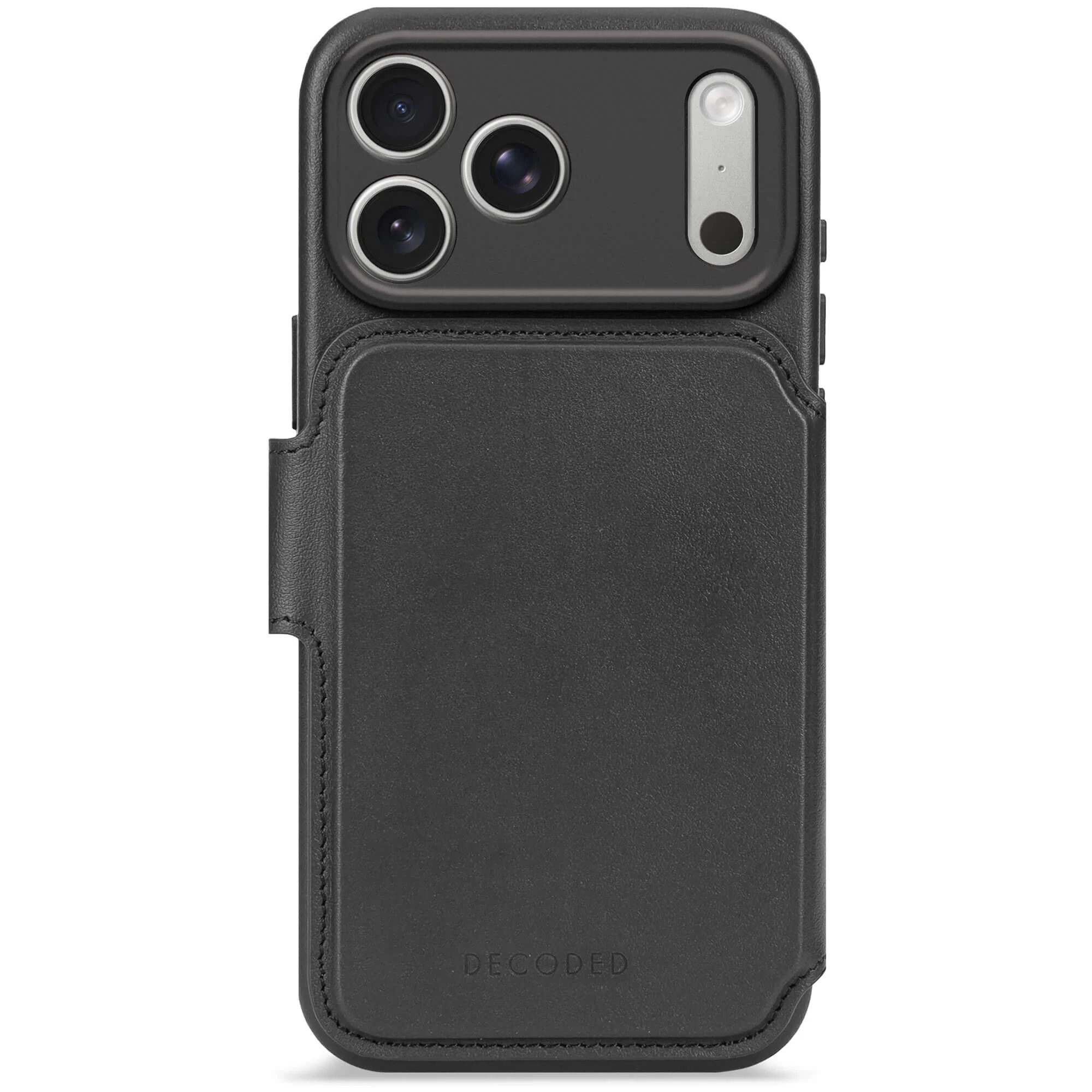 2in1 iPhone 17 Pro MagSafe Echtleder Magnet Wallet Case Tasche Flip Cover (D26IPO17PDW5BK) - Schwarz