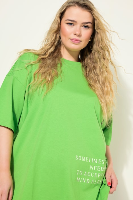 T-Shirt, oversized, Schrift Print, Rundhals, Halbarm