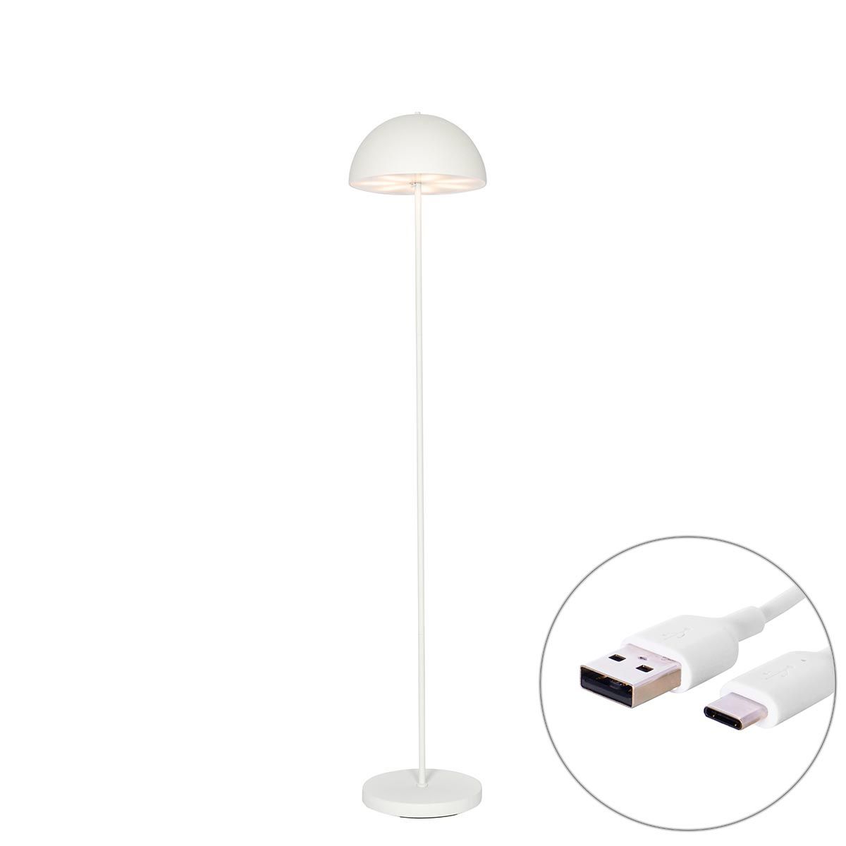 Buiten vloerlamp mushroom wit oplaadbaar 3-staps dimbaar - Keira