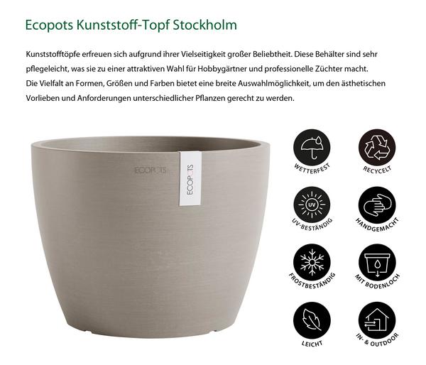 Ecopots Kunststoff-Topf Stockholm, rund