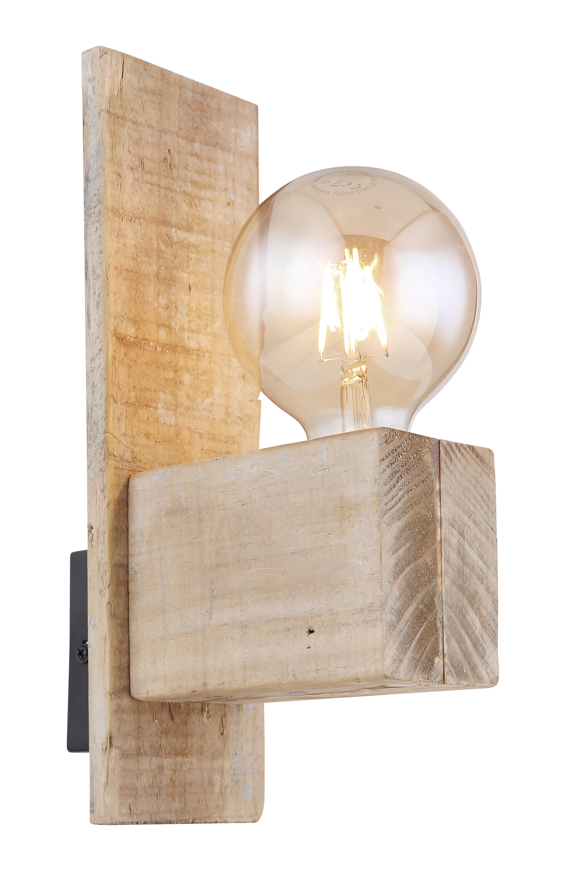 GLOBO Retrofit Wandleuchte Adalie Holz naturfarbig 9x16,5cm H30cm