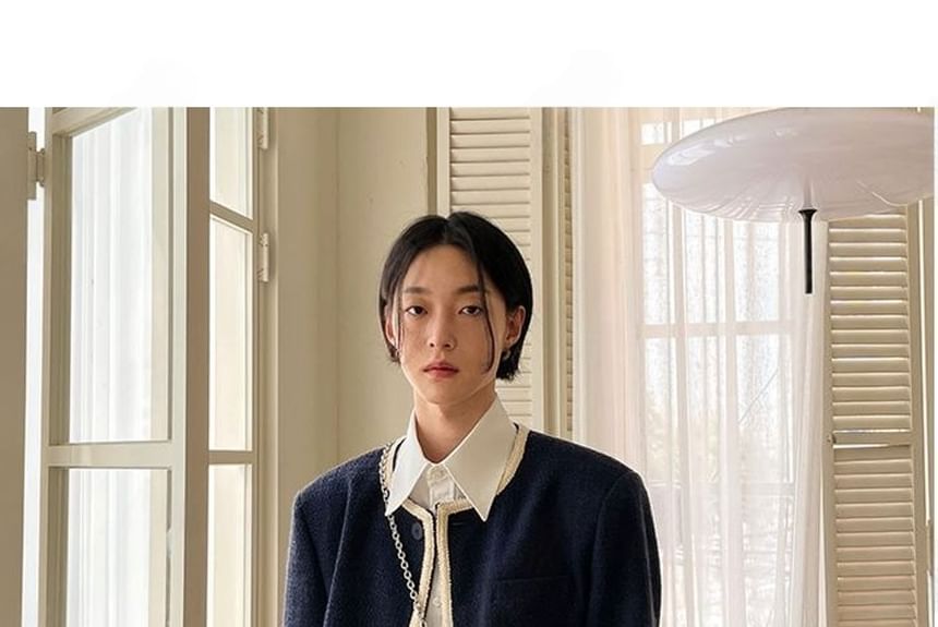 SeoulPop - Unisex tweedjas met contrasterende afwerking