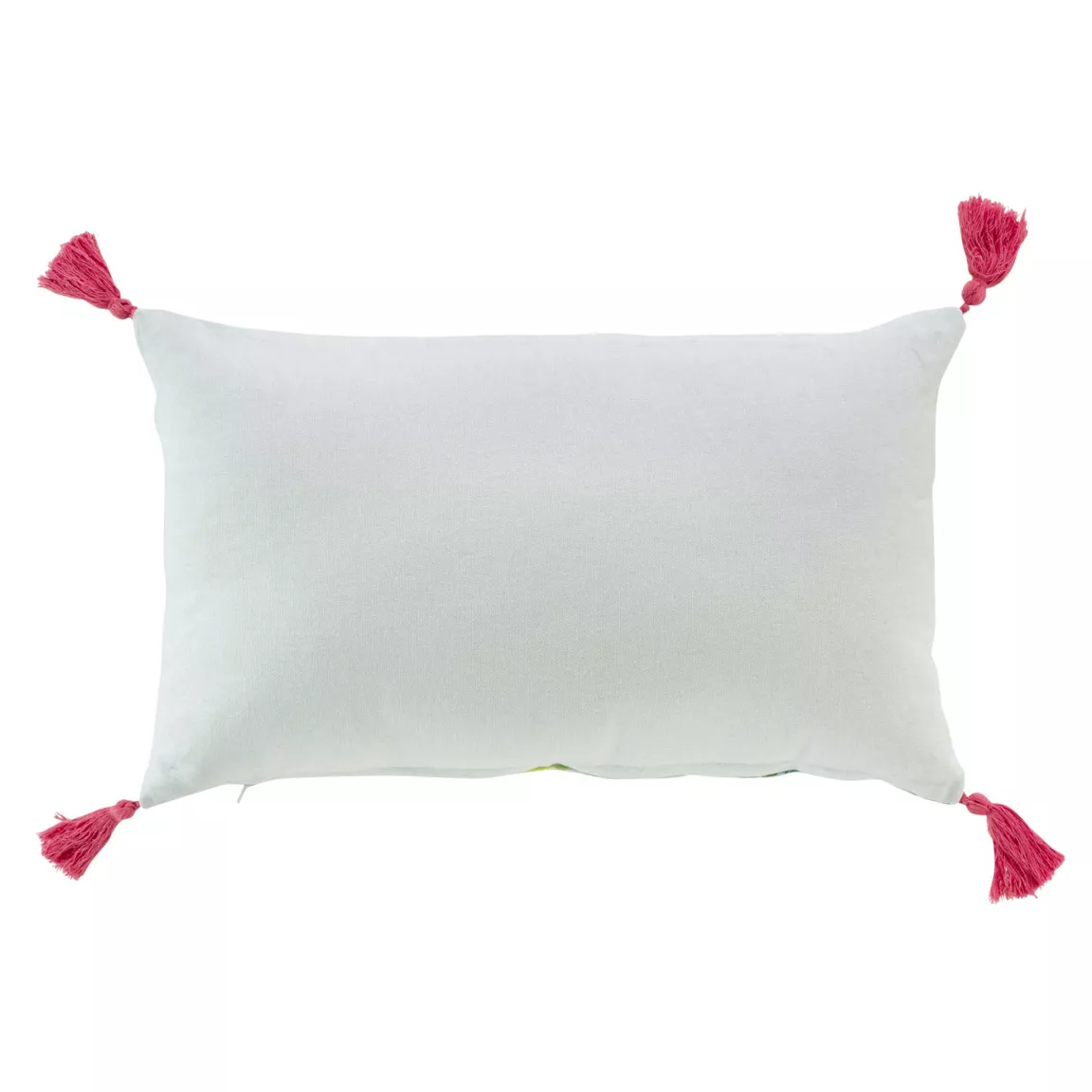 Coussin rectangulaire coton pompons (30 x 50 cm) Louisiane Vert