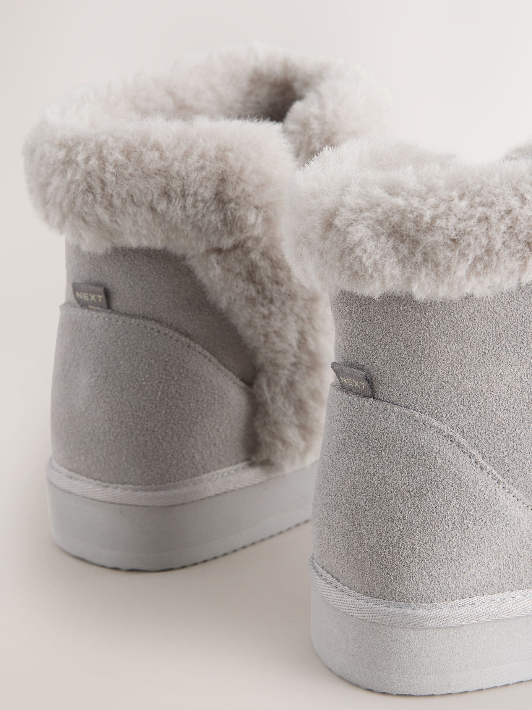 Donkergrijs - Suede Faux Fur Boot Slippers
