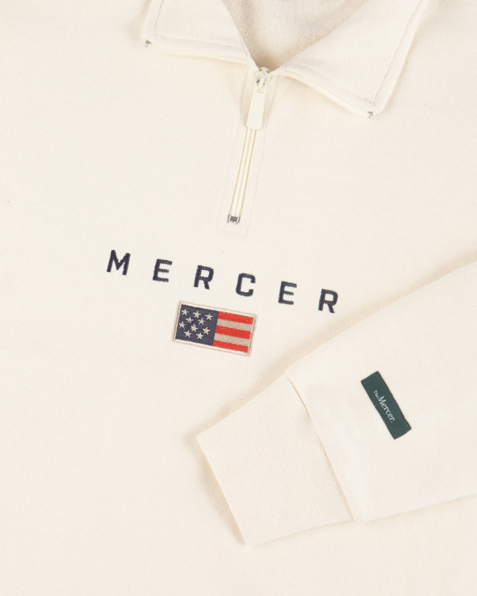 Mercer Amsterdam The Mercer Quarter Zip Off-White Sweater