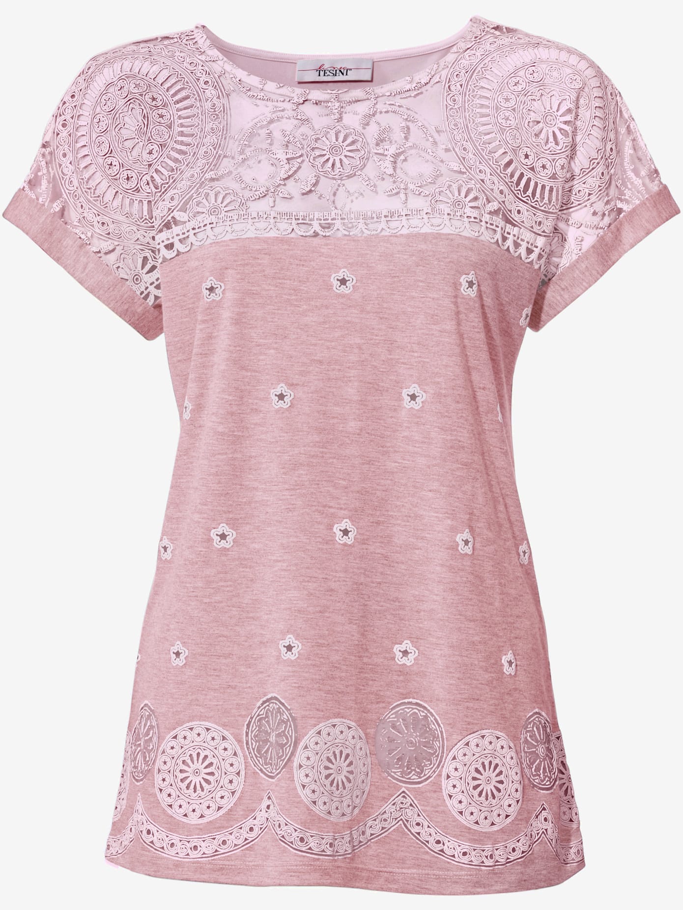 T-shirt en dentelle imprimé tendance