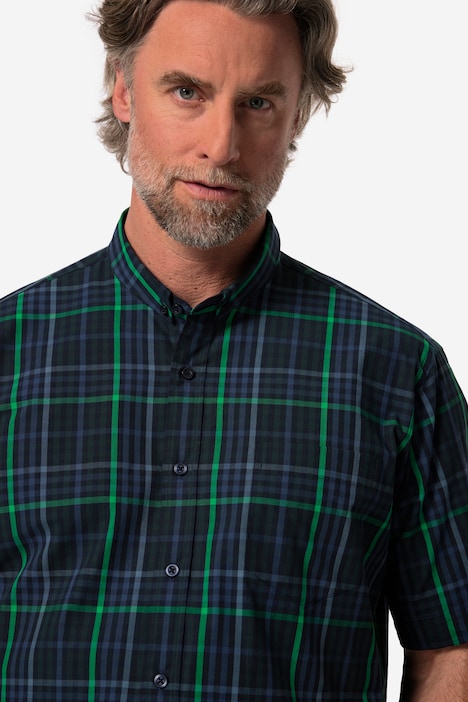 Boston Park Karohemd, Halbarm, Mini Buttondown-Kragen, Comfort Fit, bis 8 XL