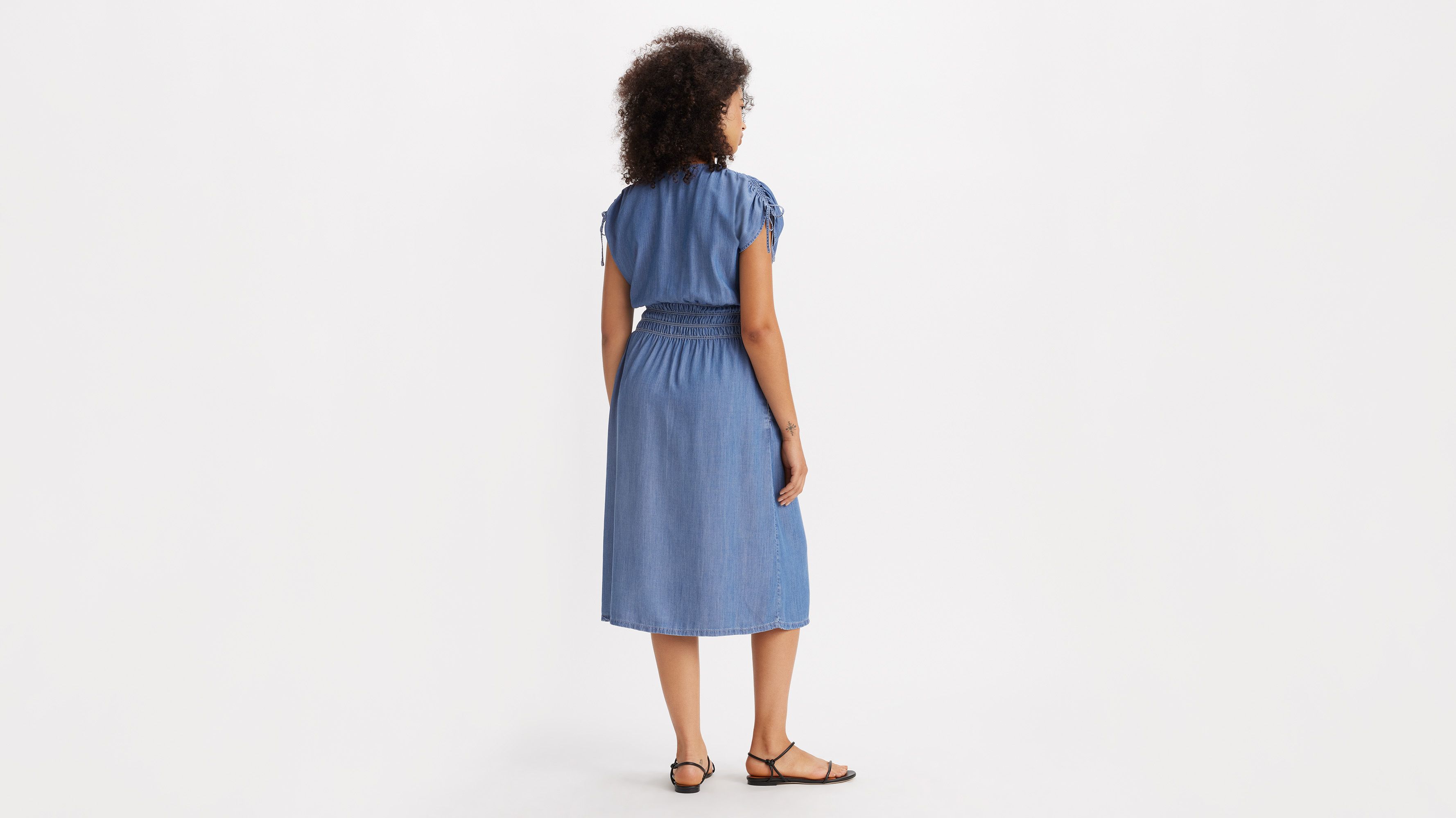 Robe mi-longue Betty Lightweight - New News - Bleu