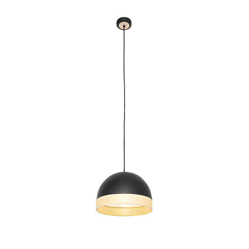Oosterse hanglamp zwart met rotan 30 cm - Magna Rotan