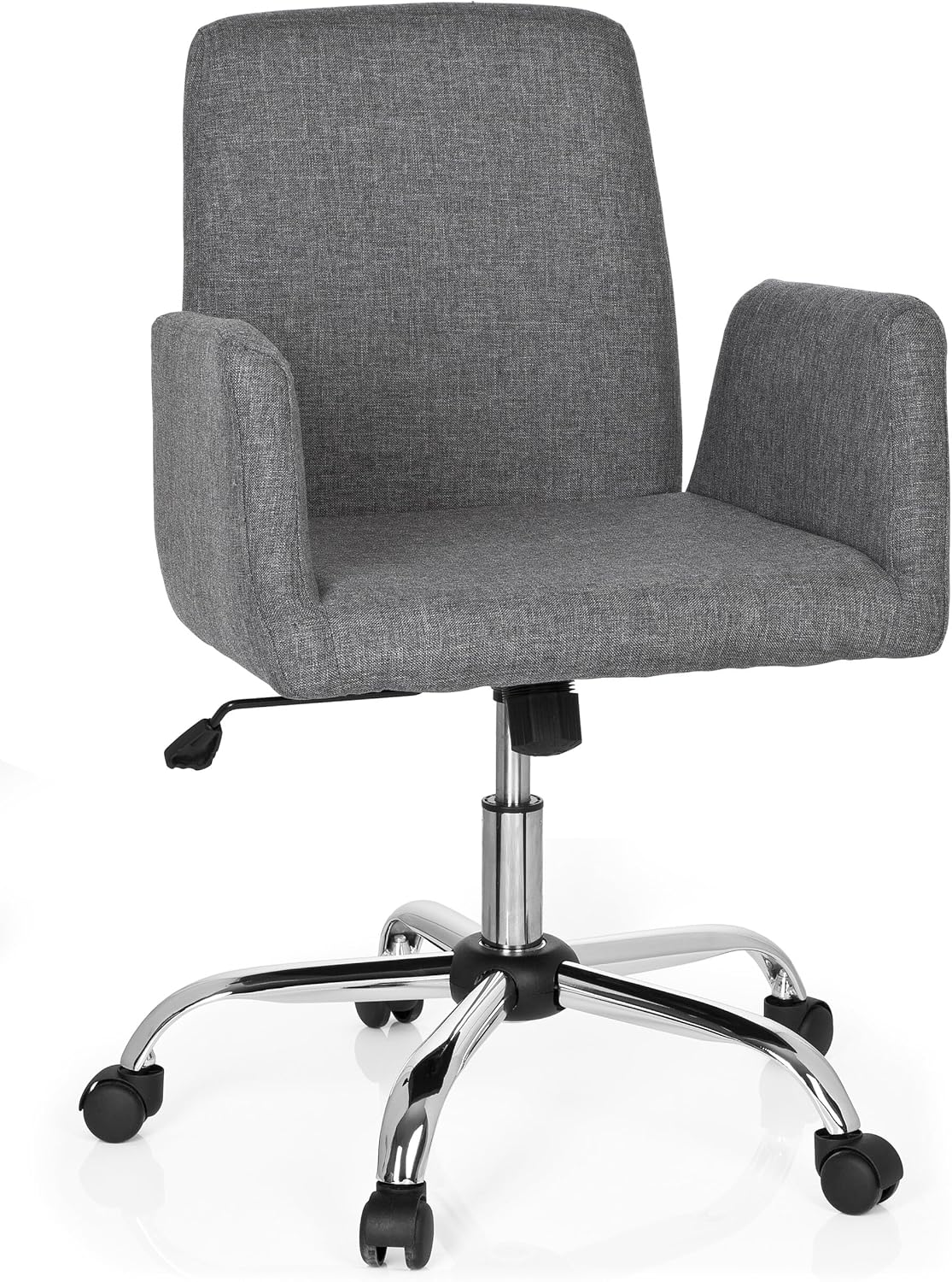 hjh OFFICE 723030 Living Stuhl Flow Stoff Grau Bürostuhl Drehsessel gepolstert mit Rollen & Wippfunktion, höhenverstellbar
