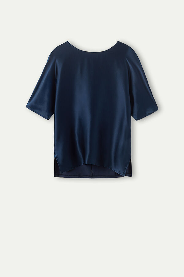 Camiseta de manga curta em seda e modal