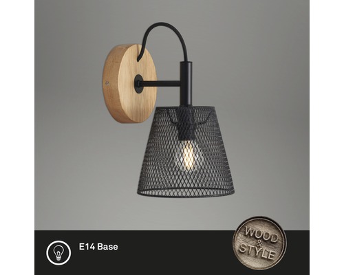 Wandlamp, 1-lichts, Ø 12,5 cm, Taunus zwart