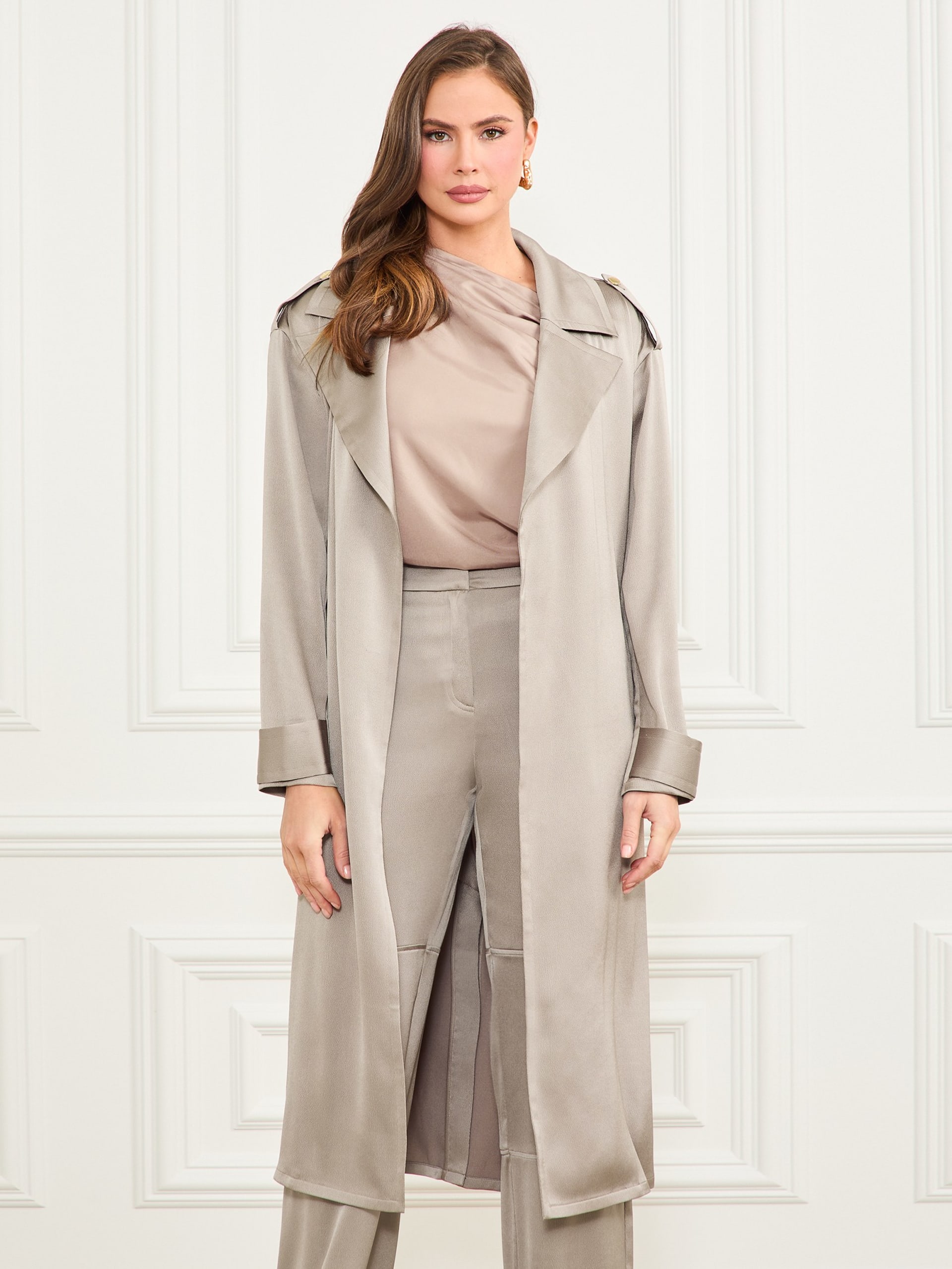 Trench coat Eva em cetim