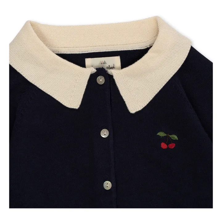 Konges Sløjd Cardigan Col Claudine Tricot Coton Bio Venton | Bleu marine