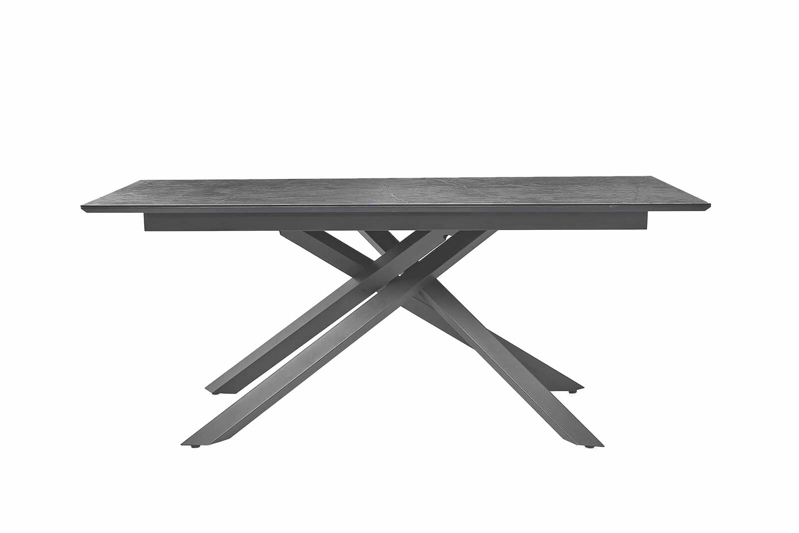 Tisch Silas Marmor-Optik anthrazit/Gestell schwarz 180x76x90 cm