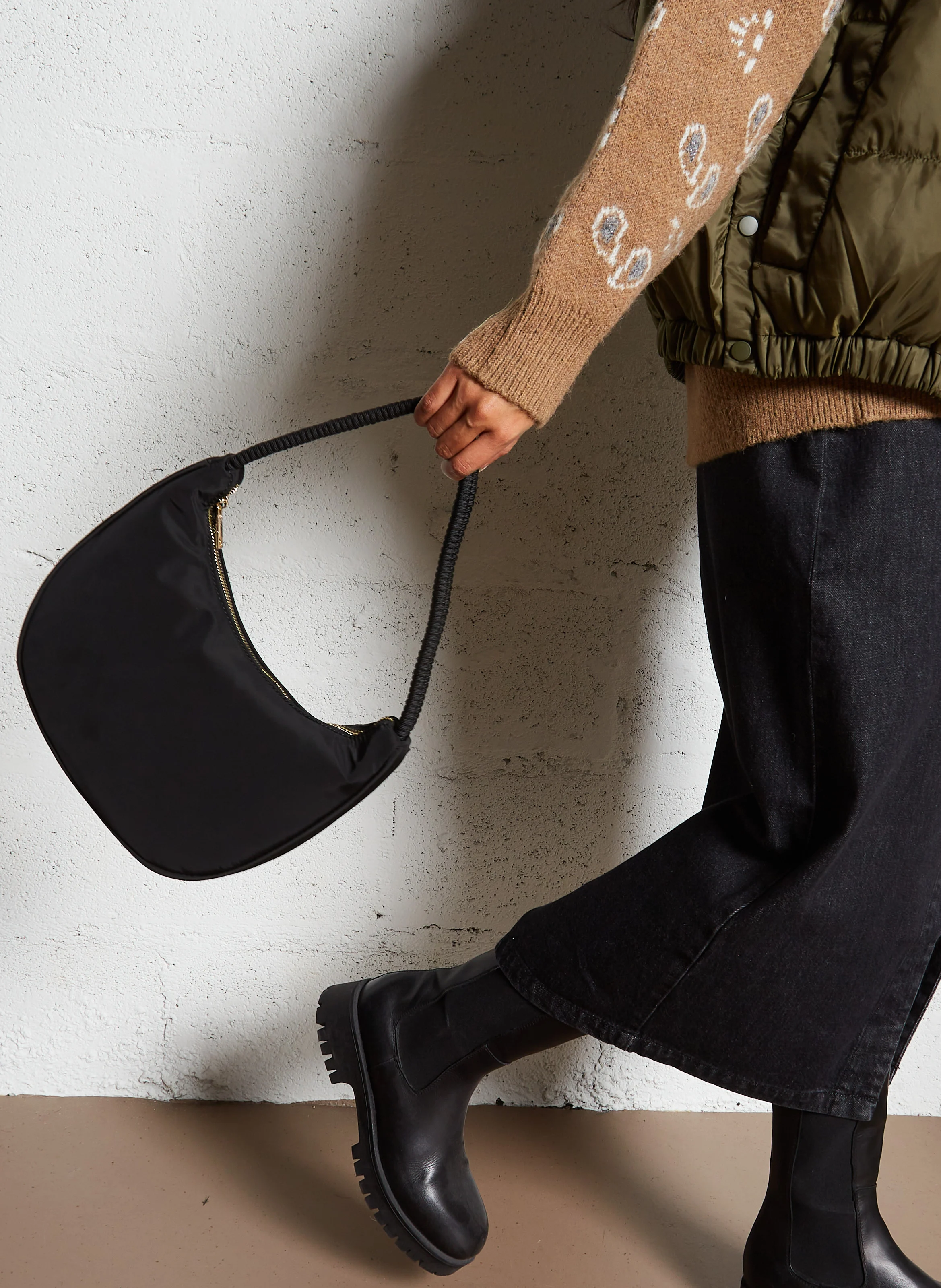 Sac épaule en nylon | Noir